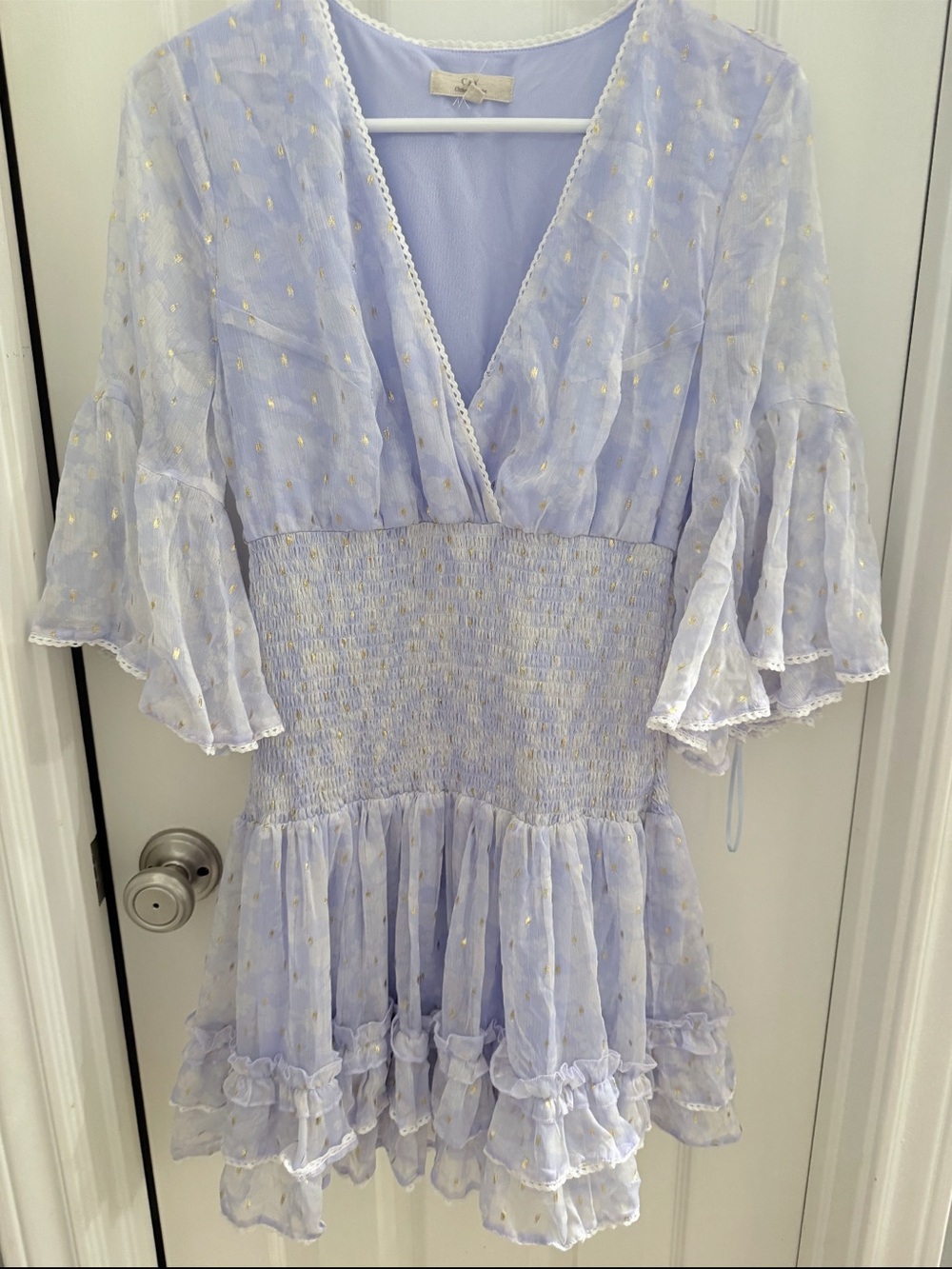 NWOT Chelsea & Violet Lavender Mini Dress with Gold Dots